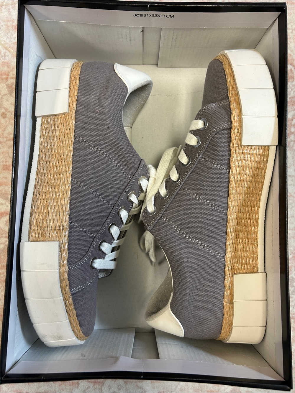 EUC Dolce Vita Gray Canvas Espadrille-Trim Platform Sneaker with White Heel - Picture 3 of 6